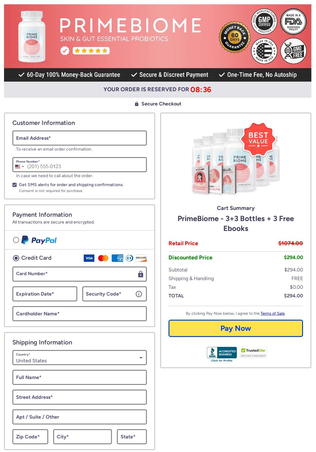 Payment method for primebiome