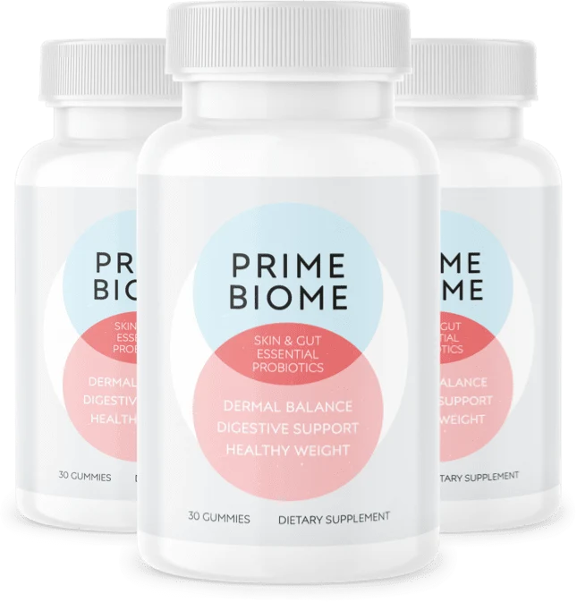 primebiome dietary supplement bottle for gut health and metabolism support